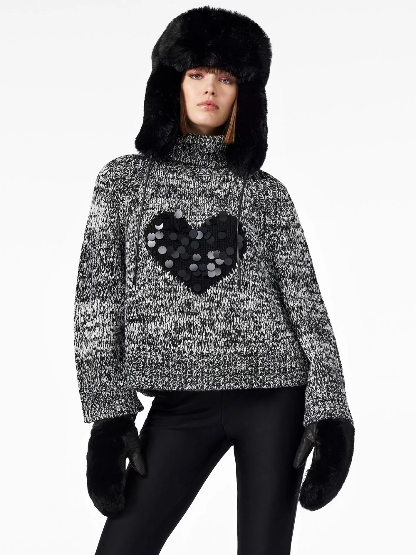 Goldbergh AIMEE Long Sleeve Knit Sweater black/cream New