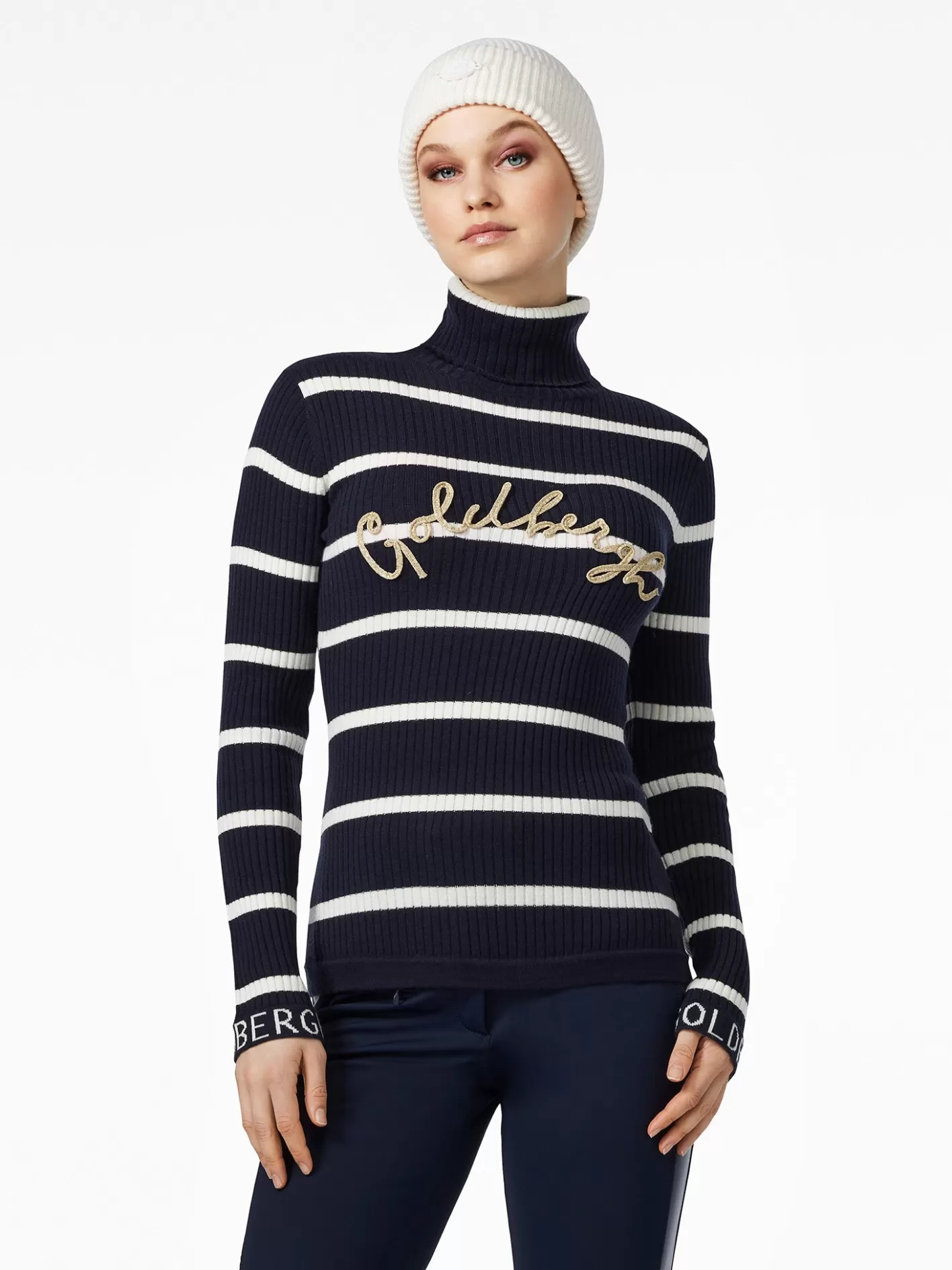 Goldbergh MIMI Long Sleeve Knit Sweater breton stripe blue/cream Fashion